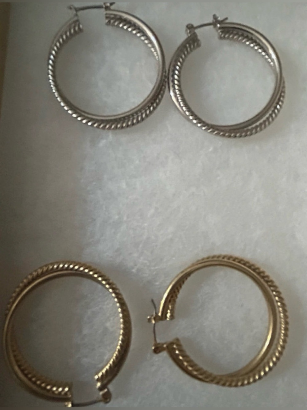 Classic Rope-Detail Hoop Earrings - Gold and Silver